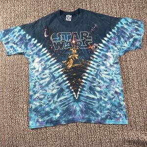 Liquid Blue Star Wars Vintage Tie-Dye T-Shirt - Blue and Black Size XL